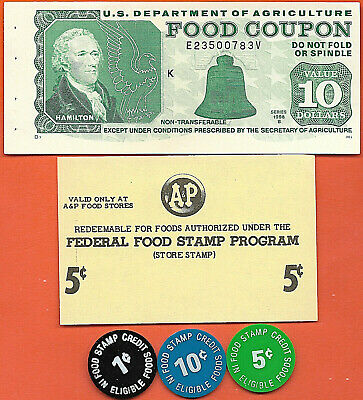 FOOD STAMP COUPON $10.00 & 5 C SCRIP STORE   + 1 c 5 c 10 c food stamp Tokens