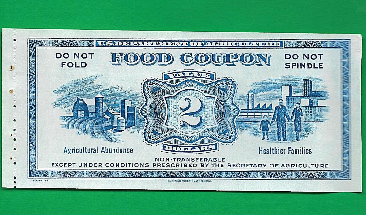 Food STAMP COUPON   $2.00 1967  circulated Banknote USDA scrip