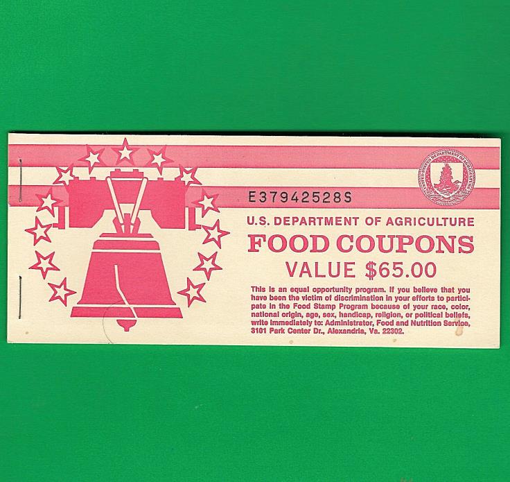 FOOD STAMP COUPON  USDA 1993 B   Uncirculated $65 FULL BOOK