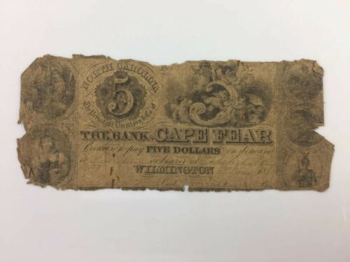 1859 Five Dollars Bank Of Cape Fear - Wilmington, North Carolina Note