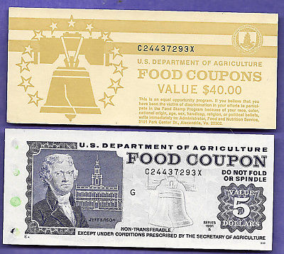 FOOD STAMP COUPON  UNC ONE 1991 B $5.00 C24437293X  MONTH G &  FRONT COVER