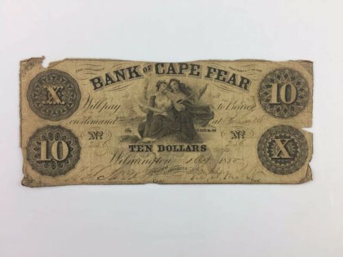 1835 Ten Dollars Bank Of Cape Fear - Wilmington, North Carolina Note