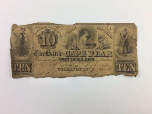 1849 Ten Dollars Bank Of Cape Fear - Wilmington, North Carolina Note
