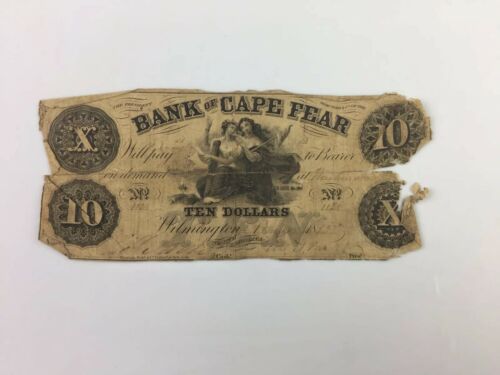 1833 Ten Dollars Bank Of Cape Fear - Wilmington, North Carolina Note