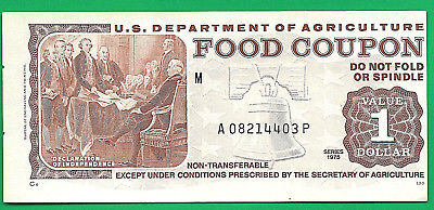 USDA FOOD STAMP $1.00 1975 A08214403P M/C MONEY  COUPON