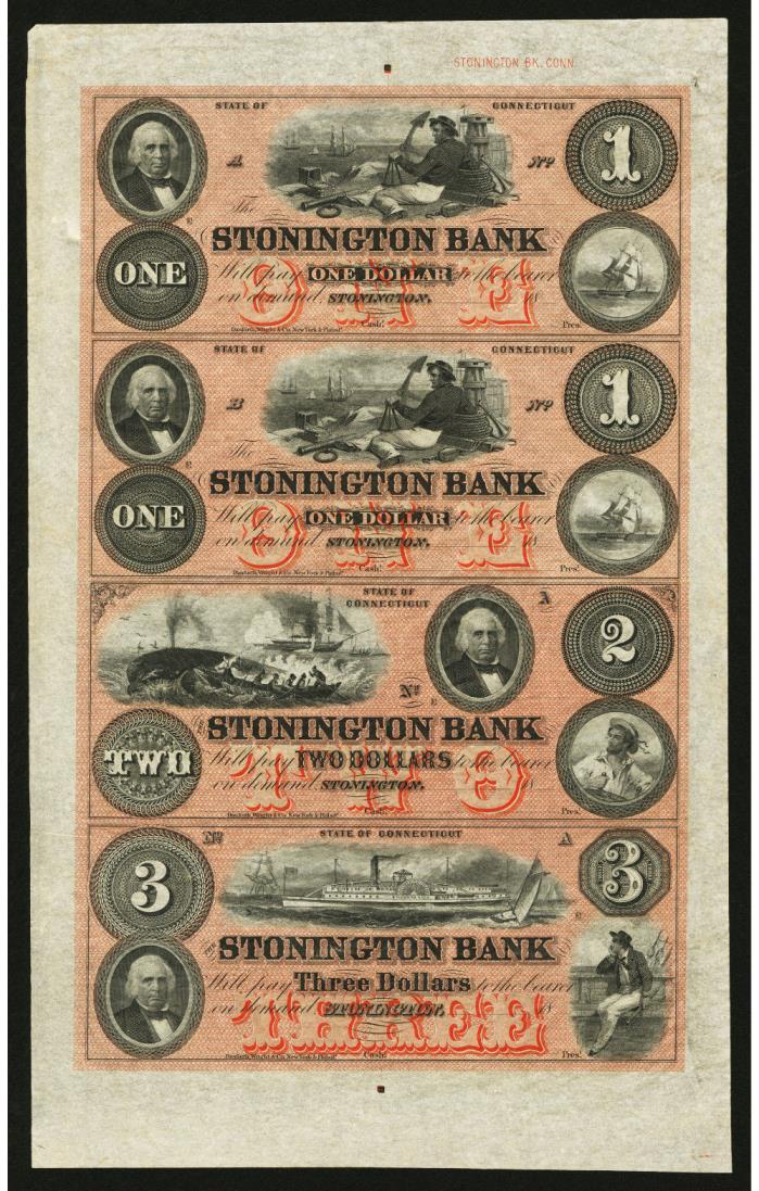 Stonington, CT- Stonington Bank COLOR RED Uncut Sheet