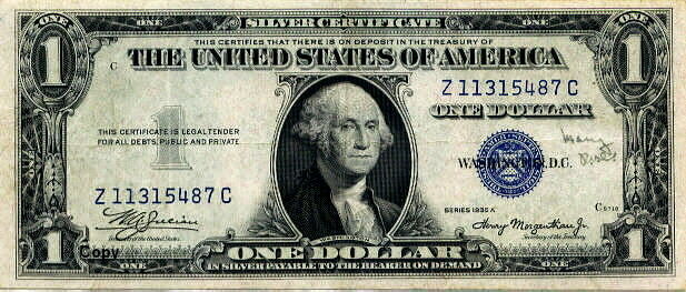 1935 SILVER CERTIFICATE ~REPRODUCTION~