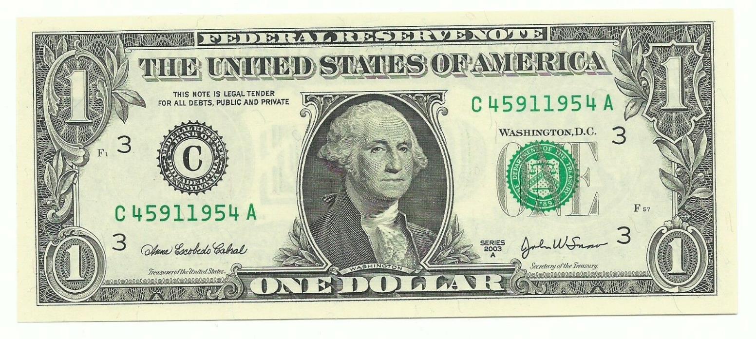 2003-A  $1.00 Federal Reserve Note UnCirculated Radar C45911954A Philadelphia