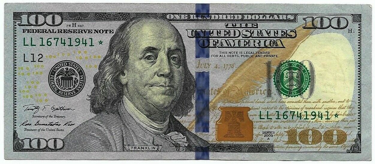 2009-A STAR NOTE Crisp $100 One Hundred Dollar Bill Serie LL 16741941 *