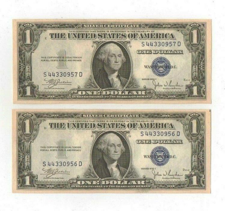 CONSECUTIVE SET 1935 ONE DOLLAR SILVER CERTIFICATES UNCIRCULATED