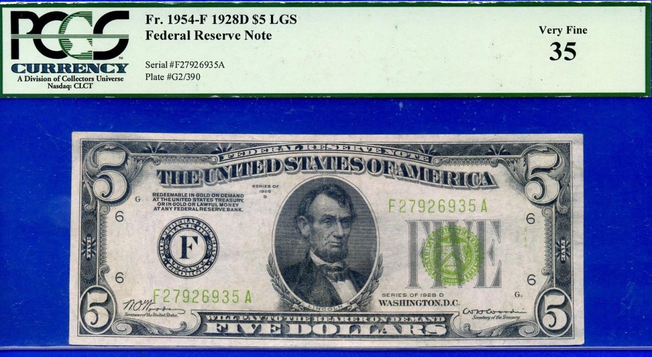 =Mega Rare 1928-D $5 FRN PCGS Very-Fine 35 