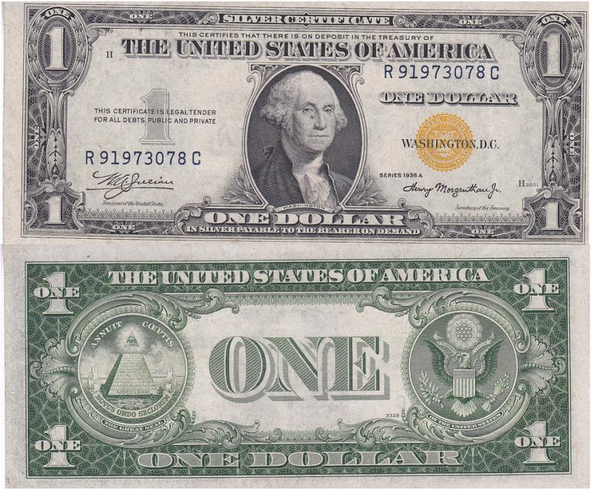 1935 A $1 North Africa Silver Certificate R-C Block FR 2306 Extra Fine