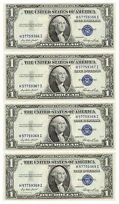 Fr.1614 1935-E $1 Silver Certificate Lot of 4 UNC Consecutive Notes [4108.26]