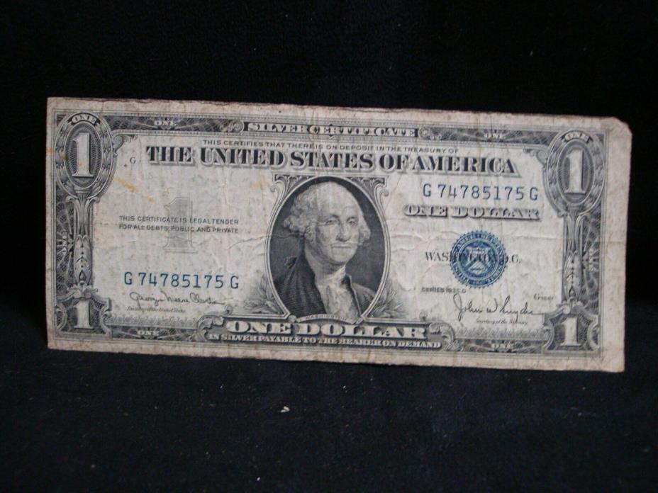 1935 D $1 Silver Certificate circulated Blue Seal