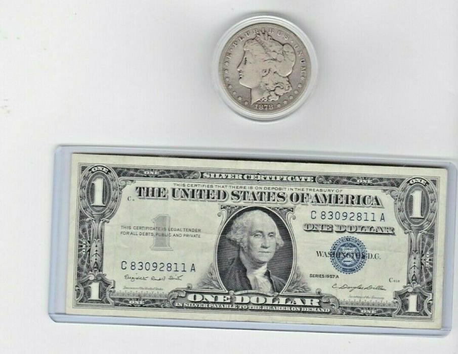 1878-CC $1 Morgan Silver $1 & 1957A $1 Silver Certificate note*  lot of 1 each