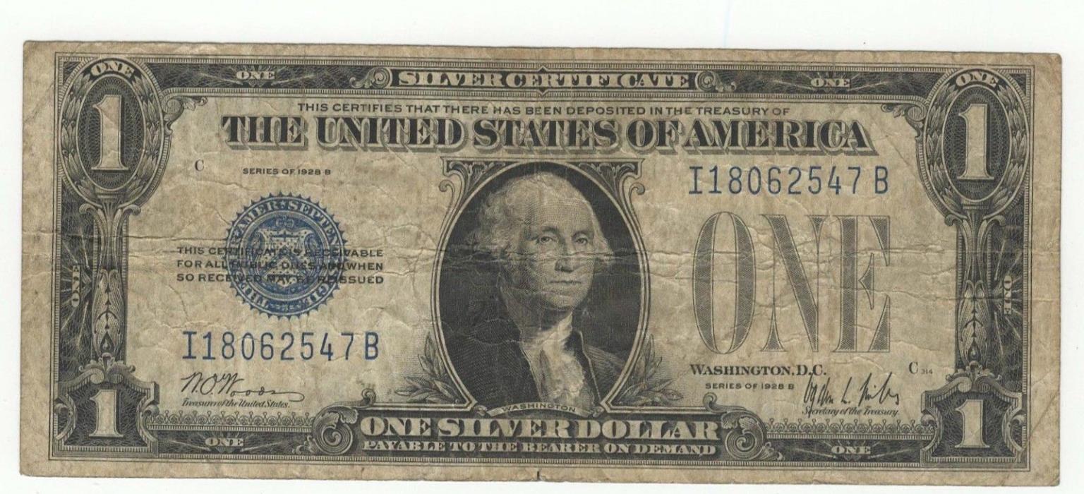 1928 silver certificate $1 funny back