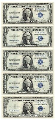 Fr.1612 1935-C $1 Silver Certificate Lot of 5 UNC Consecutive Notes [4108.22]