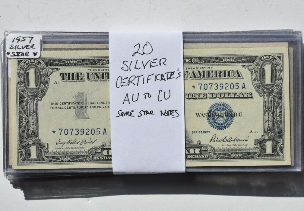 1935-1957 $1 Silver Certificate 20 Note Lot Collection Hoard Star Choice AU/BU