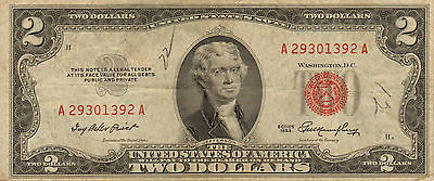 1953 $2 United States Note, Red Seal, Circulated Medium to High Grade (Z-198)