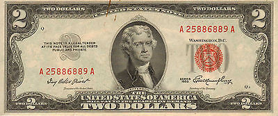 1953 $2 United States Note, Red Seal, Circulated High Grade note (Z-187)
