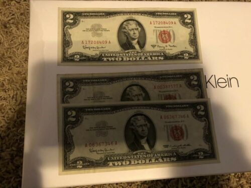 1963 Series Two Dollar Legal Tender United States Red Seal Note $2 Bill