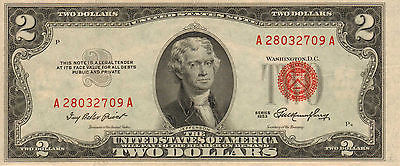 1953 $2 United States Note, Red Seal, Circulated High Grade note (Z-192)
