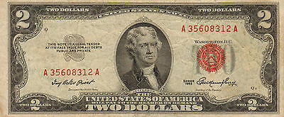 1953 $2 United States Note, Red Seal, Circulated Medium to High Grade (Z-219)