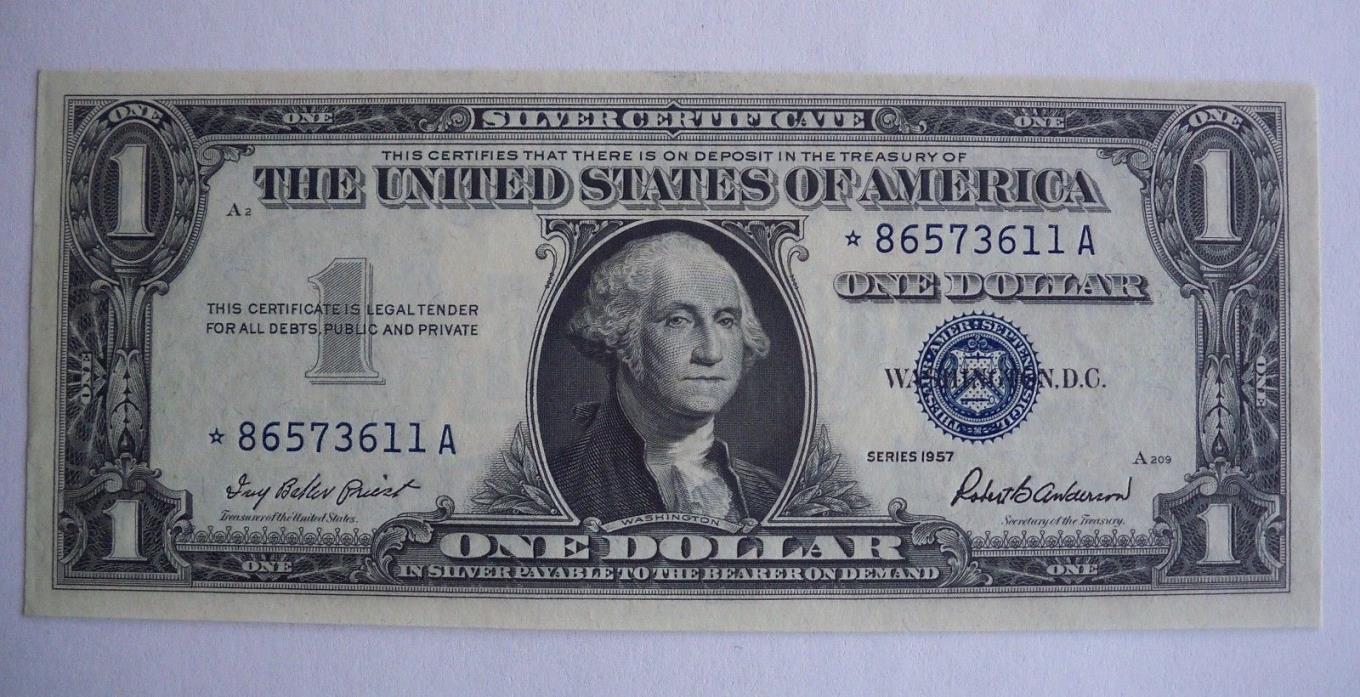 1957 One Dollar Silver Certificate STAR NOTE AU Condition