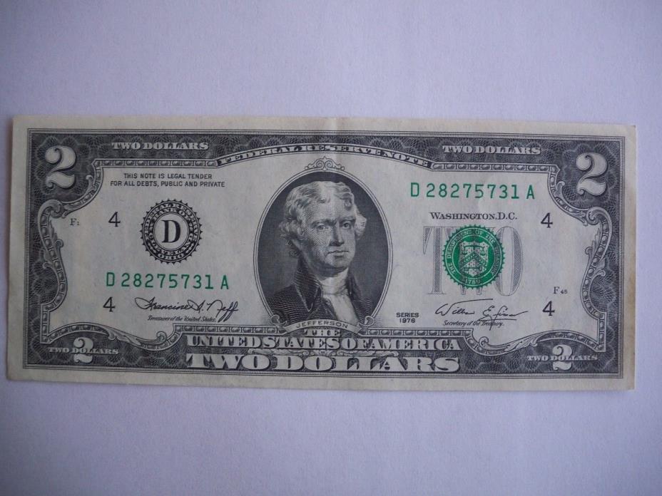 1976 Two Dollar Bill Very Fine D 28275731 A