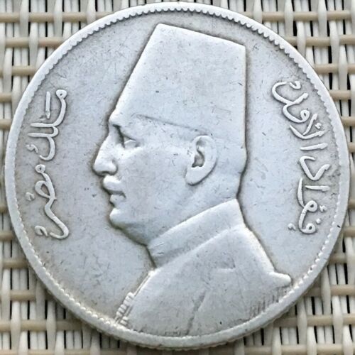 1929 King Fouad,Fuad,left,Egypt Coin,5 Piastres,Silver Islamic Egyptian Coin.#2