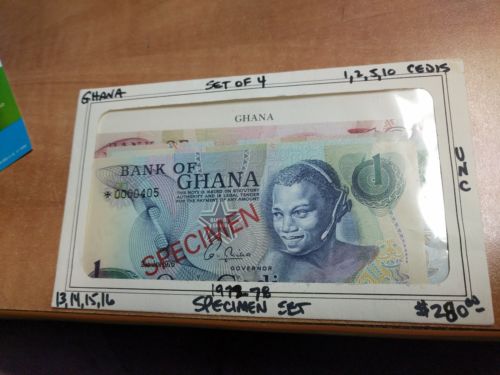 GHANA CURRENCY SET OF 4  1972-1978 SPECIMEN SET