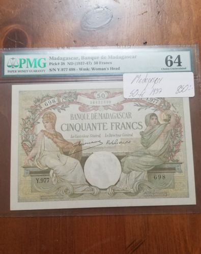 Madagascar 50 franc 1937 pmg 64