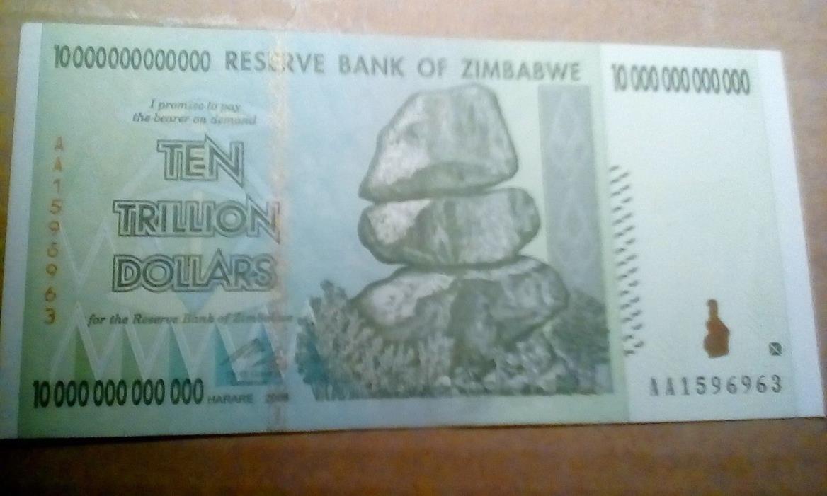 5 $10 TRILLION ZIMBabwe AU  2008AA BANKNOTES. GUAR. GENUINE!