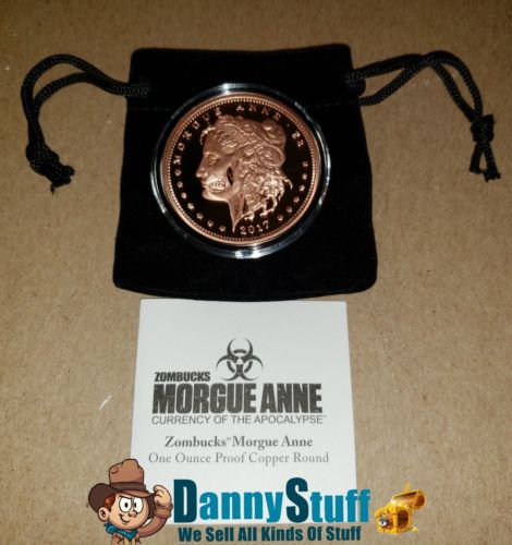 PROOF Morgue Anne 1 oz .999 Copper Round Zombucks Series 2017 Only 10,000 Minted