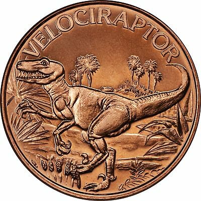 100 DINOSAUR VELOCIRAPTOR  1 OZ Ounce Of Copper Bullion ROUNDS lot # C15