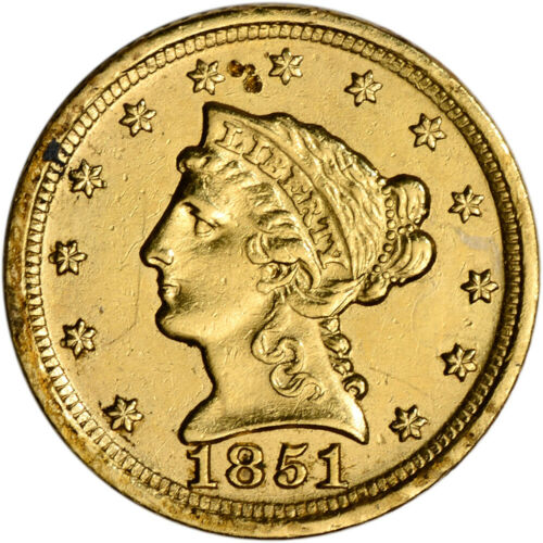 1851-D US Gold $2.50 Liberty Head Quarter Eagle - AU Details Cleaned