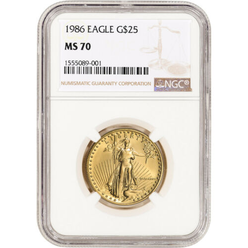 1986 American Gold Eagle 1/2 oz $25 - NGC MS70