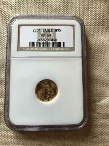 2001 1/10 oz American Gold Eagle MS69 NGC $5 NGC Slab Key Date Coin