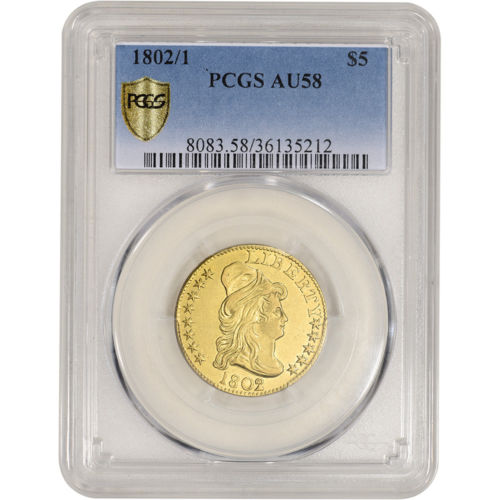 1802/1 US Gold $5 Capped Bust to Right Half Eagle - PCGS AU58