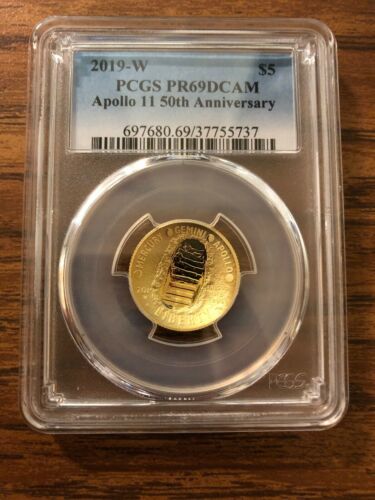 PCGS PR69 DCAM 2019-W PROOF $5 Gold Apollo 11 50th Anniversary