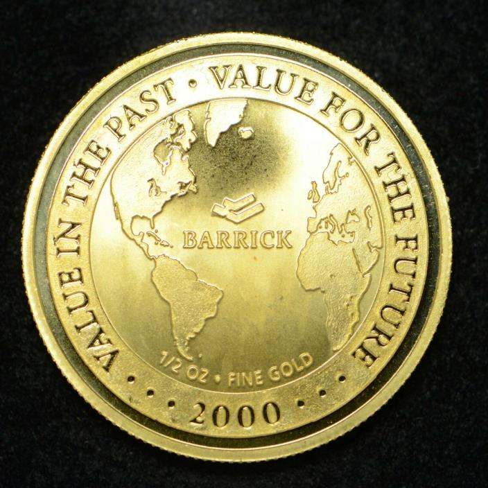 2000 Barrick Goldstrike 1/2 oz. .999 Gold Rare Mining Coin (cn6171)
