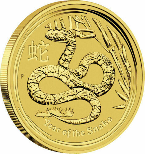 2013 Year of the Snake 1/10 oz .9999 Gold BU Coin Lunar Series II Perth Mint