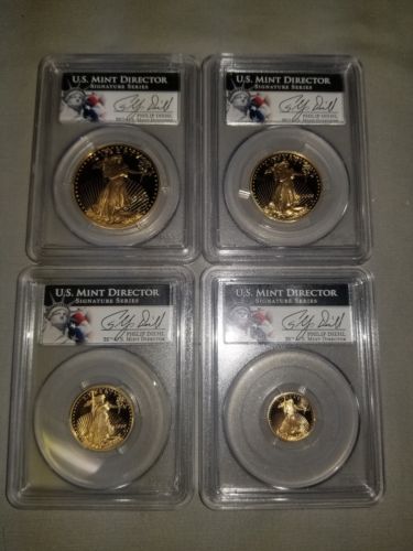 2000 4 Gold American Eagle Coin Proof Set, Deep Cameo PR-69 - West Point.