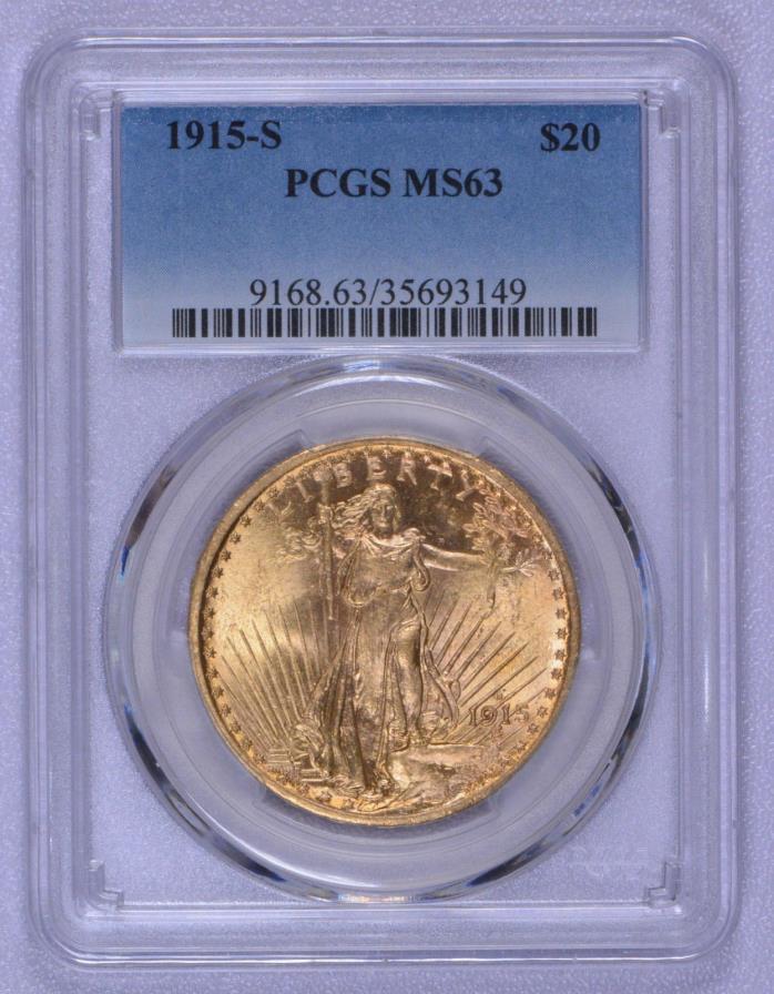 1915 S St. Gaudens $20 PCGS graded MS63 Gold Coin Free Ship!