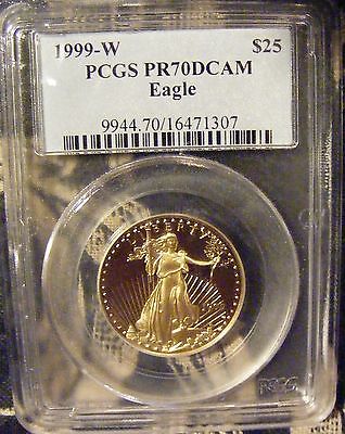 -1999 PCGS PR70DCAM $25 Gold Eagle Coin  Colloctor!