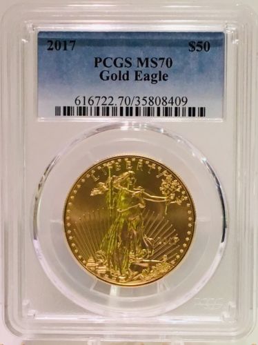2017 American Gold Eagle MS70 PCGS $50 Coin Blue Label Investment Slab!