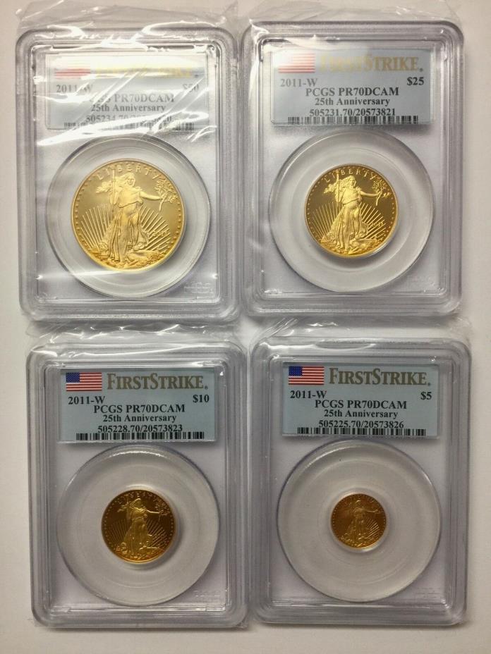 2011-W 4-Coin Proof Gold American Eagle Set PR-70DCAM PCGS (FS)