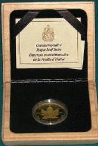 1989 Proof Gold Canada Maple Leaf Anniversary Issue $50 1 Oz .9999 Fine w/ Boxes