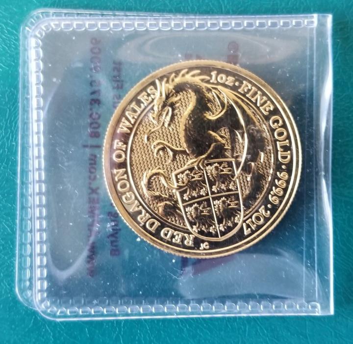 2017 Great Britain 1 oz Gold Queen's Beasts The Dragon