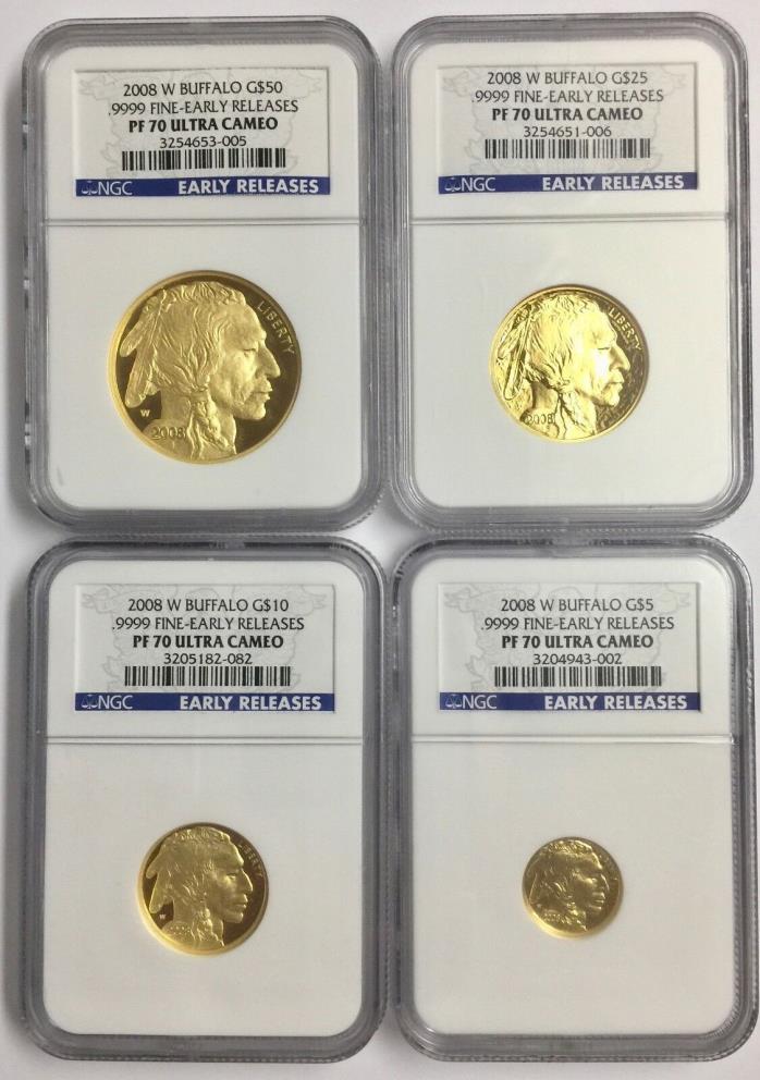 2008-W 4-Coin Proof Gold Buffalo Set PF-70 NGC ER